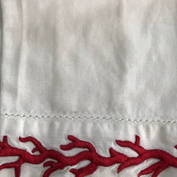 Seaside red coral cotton guest towel/dinner napkins/tea towel, beach decor, 3 - Picture 5 of 6